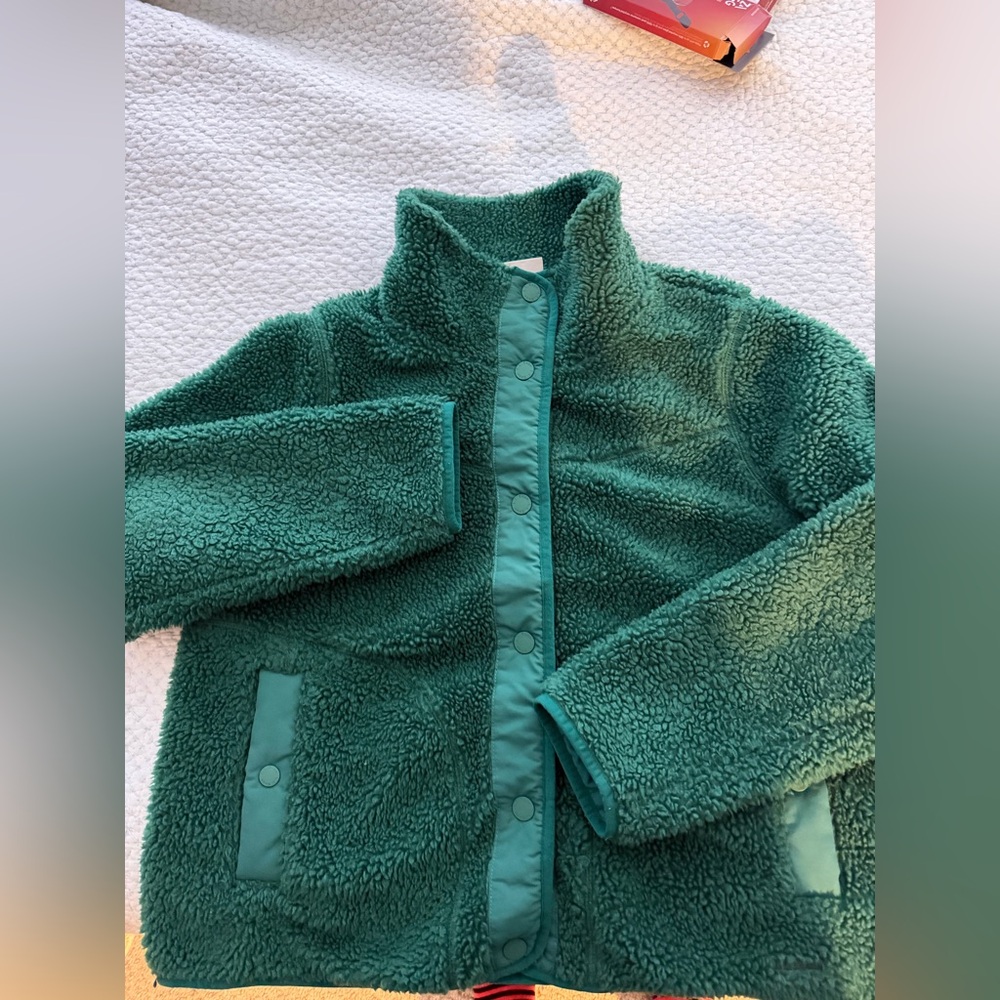 L.L. Bean Teal Green Sherpa Fleece Jacket - Picture 4 of 10